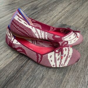 ROTHYS | The Ballet Botanical Burgundy Bow Flat 8.5